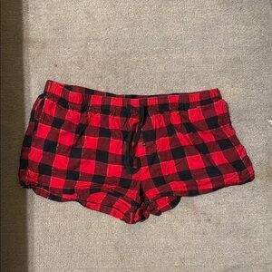 Stars Above Red & Black Plaid PJ Shorts | Gold Metallic Thread | XXL